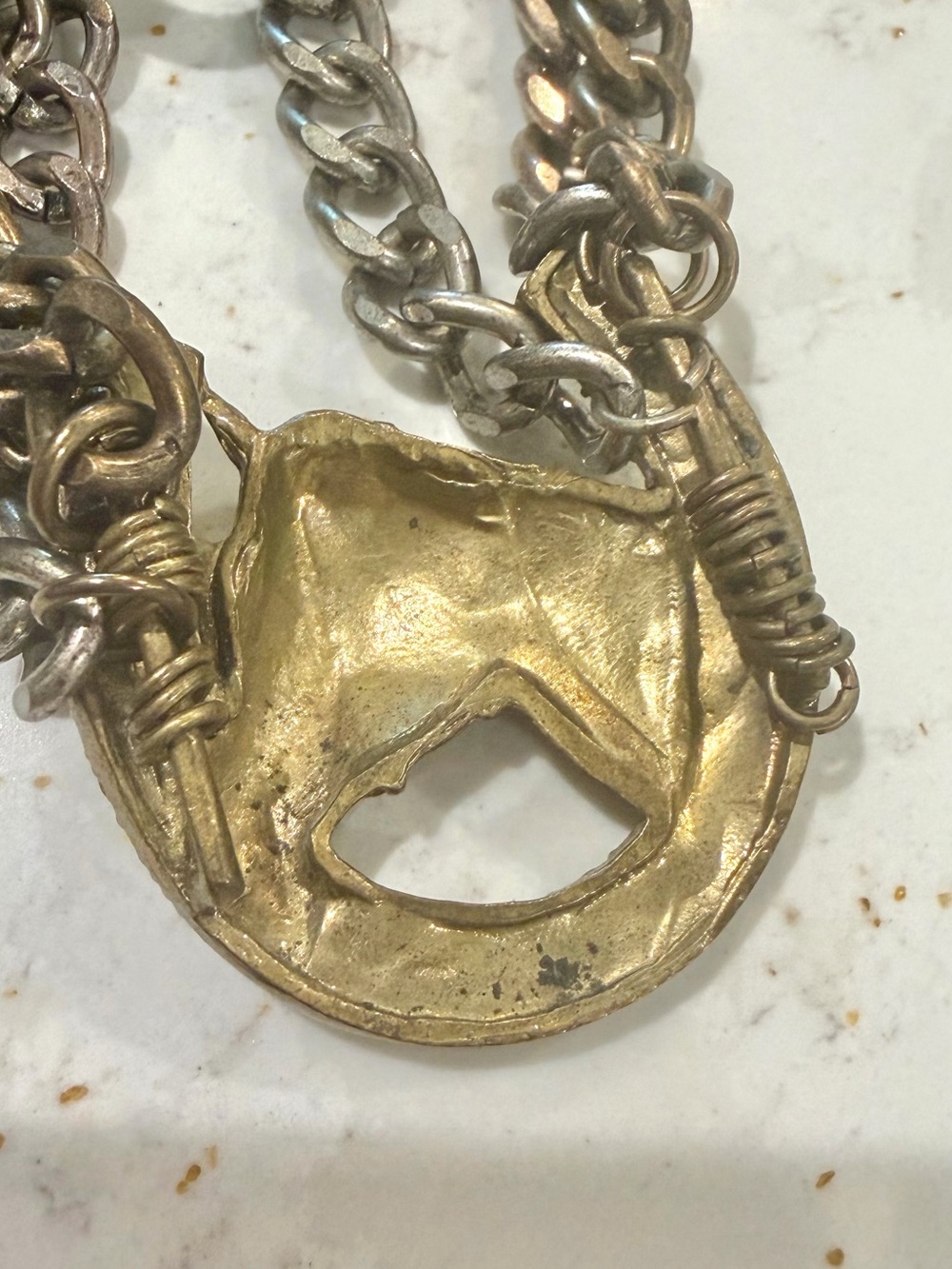 Vintage Western Horsehead Horseshoe Multi Strand Chain Stretch Bracelet Rhinesto - Picture 6 of 6